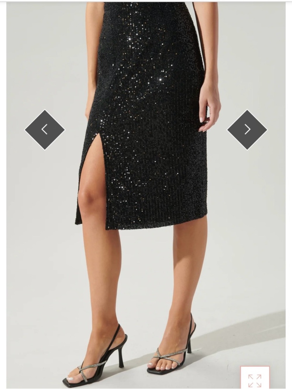 Sugarlips Black Sequin Midi Skirt with Side Slit Size L